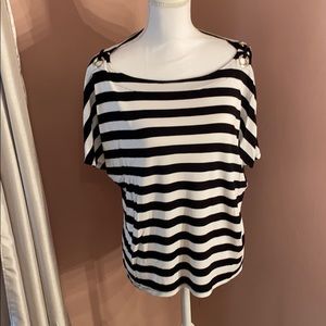 Plus size Black and white striped T-shirt